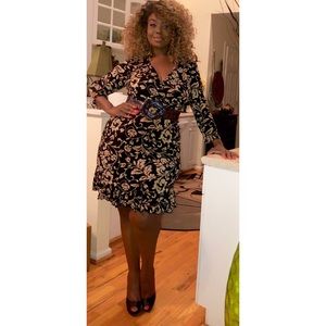 Midi Ruffle Floral Wrap Dress